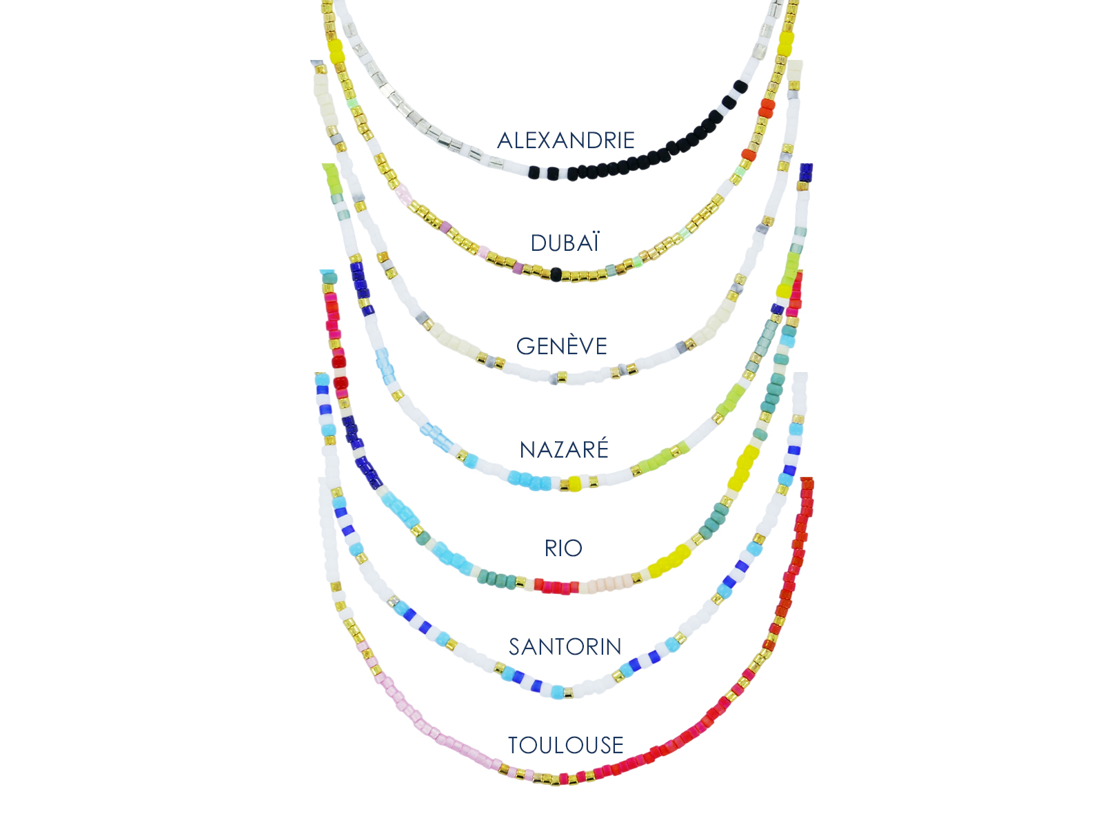 Collier agrémenté de perles japonaises colorées