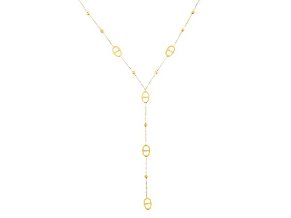 COLCRAVMAR10-GOLD4.jpg Collier cravate maille marine en acier inoxydable doré