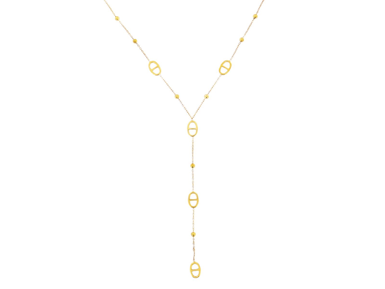 Collier cravate maille marine en acier inoxydable doré