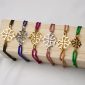 Bracelet ajustable cordon pailleté avec grande croix occitane en acier inoxydable doré