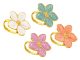 Bague ajustable fleur colorée en acier inoxydable doré