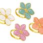 Bague ajustable fleur colorée en acier inoxydable doré