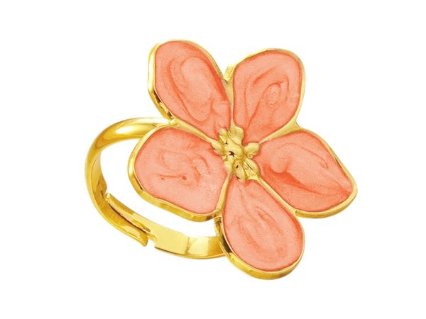 Bague ajustable fleur colorée en acier inoxydable doré