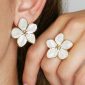 Bague ajustable fleur colorée en acier inoxydable doré