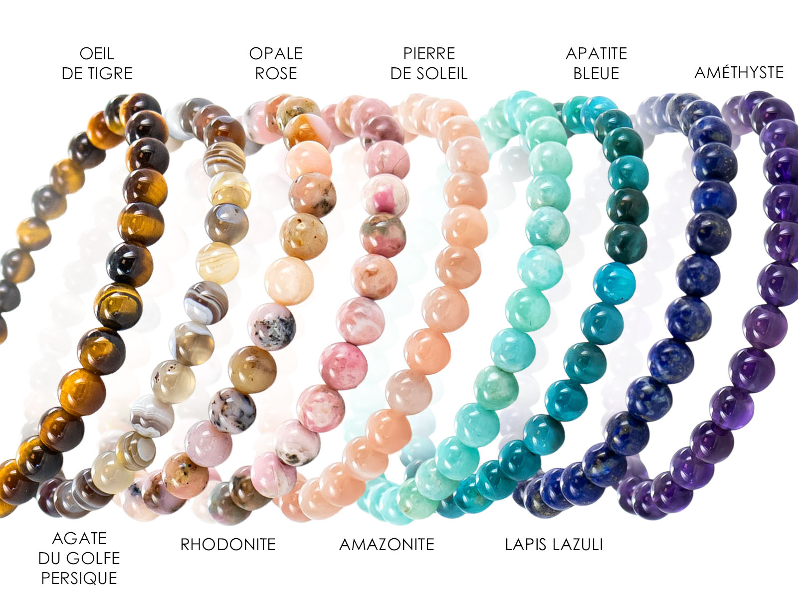 Bracelet femme en pierres naturelles - 6mm