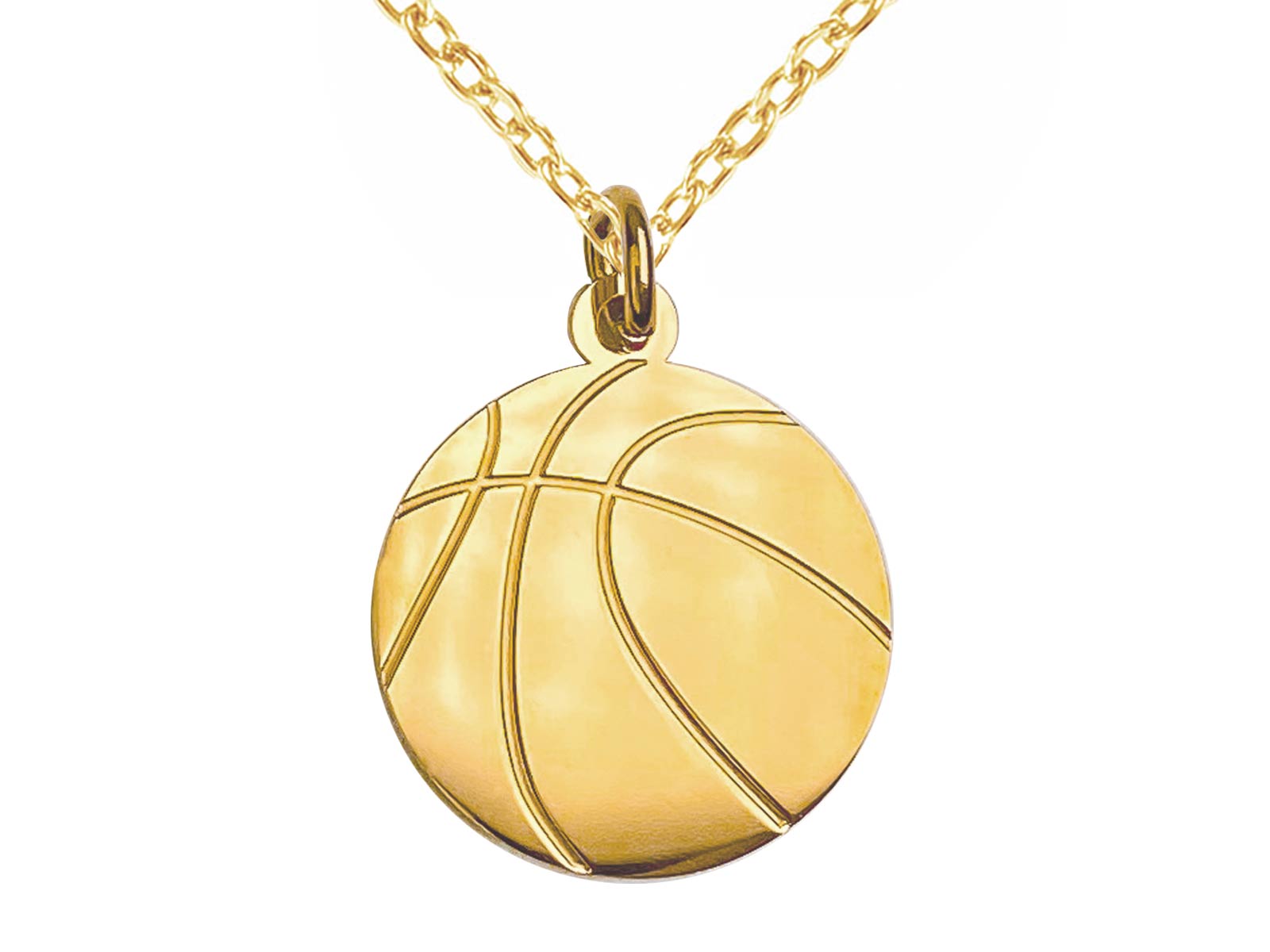 Collier orné d'un pendentif ballon de basket doré