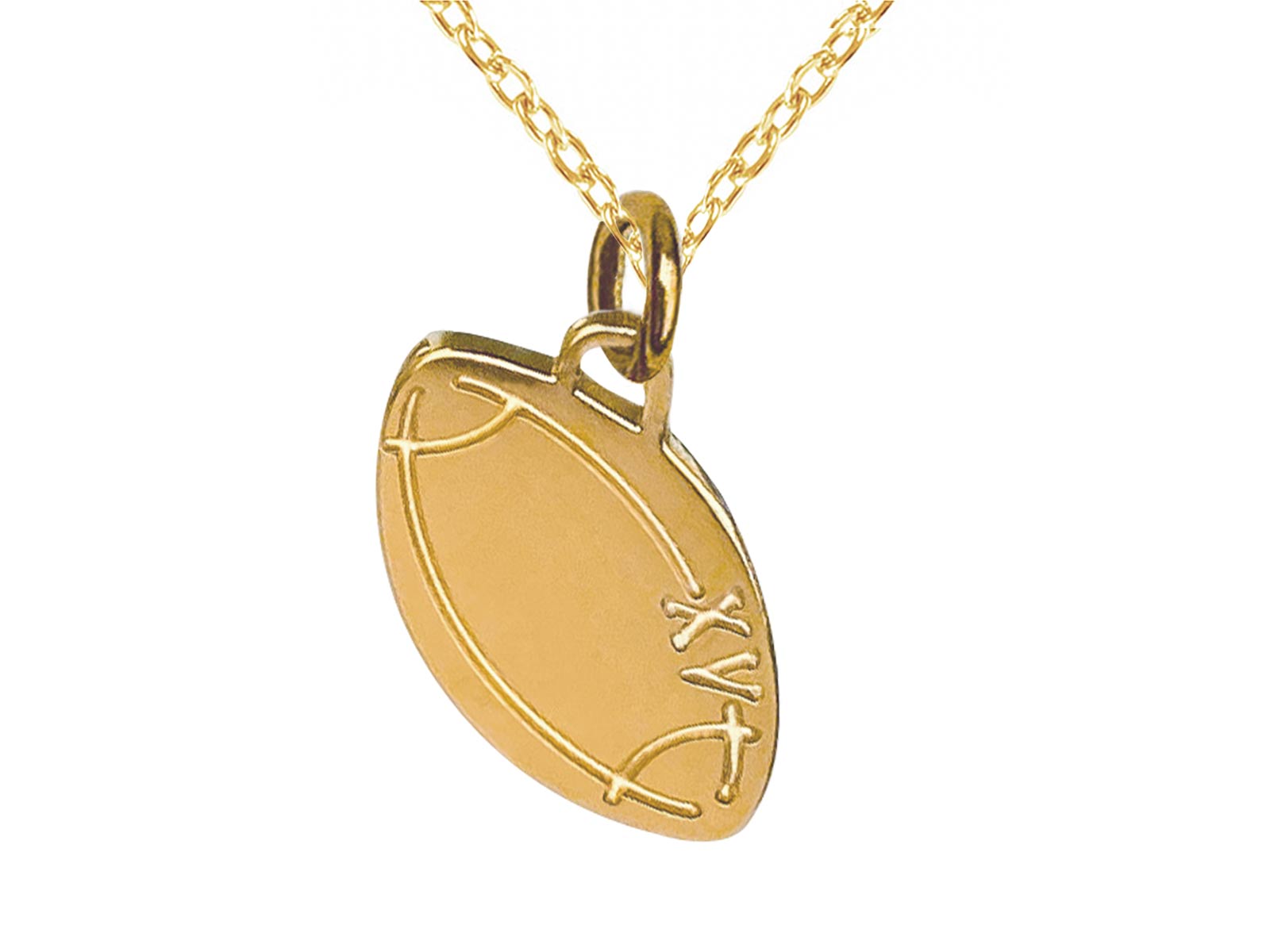 Collier orné d'un pendentif ballon de rugby doré