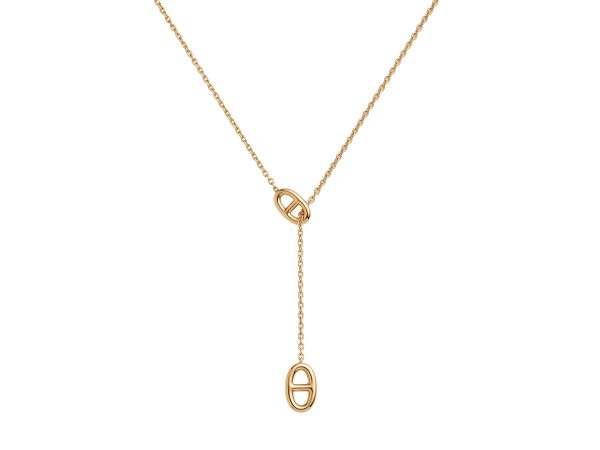 Collier cravate maille marine en acier inoxydable doré