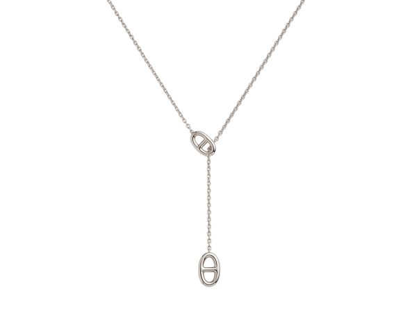 Collier cravate maille marine en acier inoxydable argenté