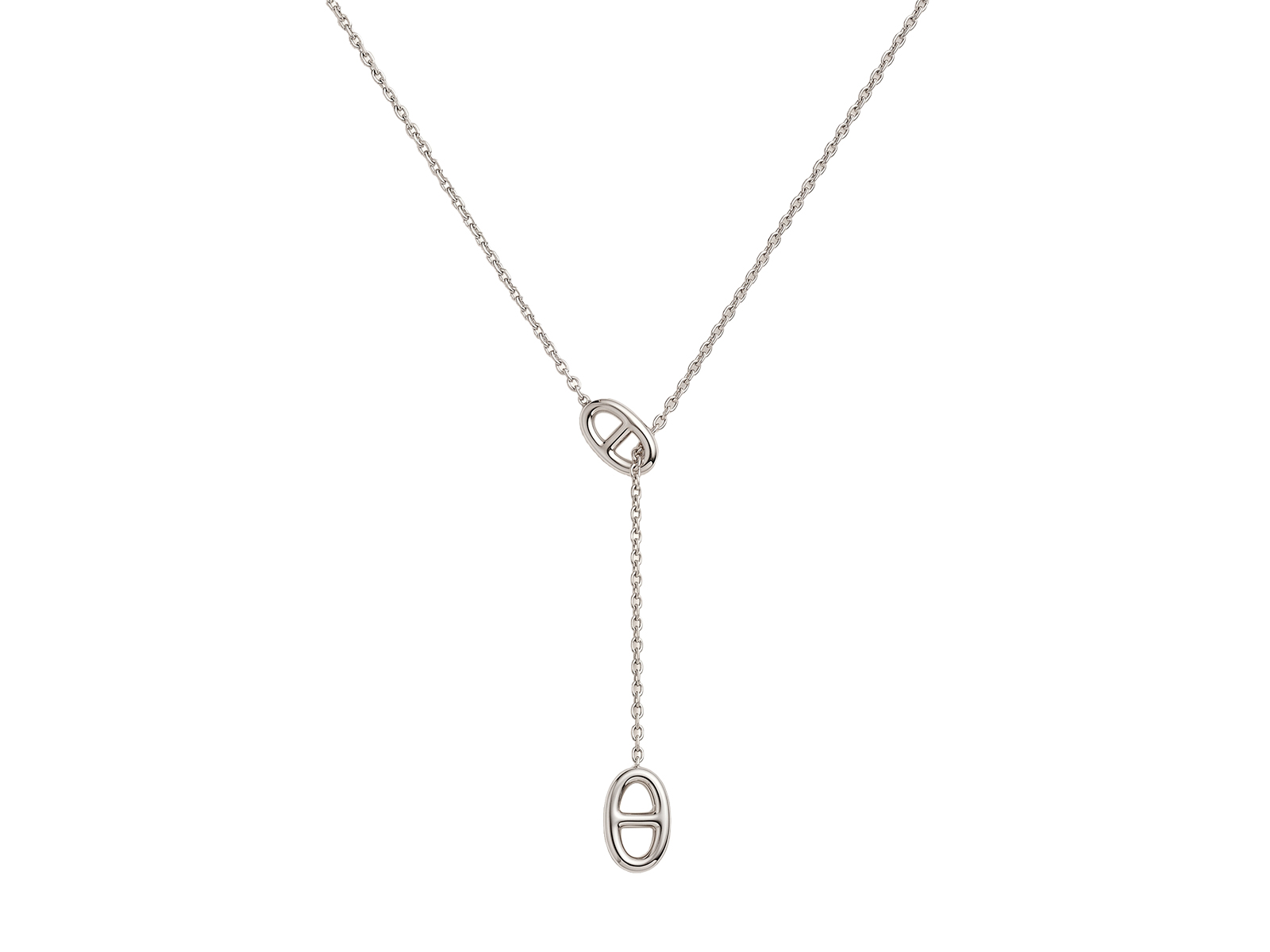 Collier cravate maille marine en acier inoxydable argenté