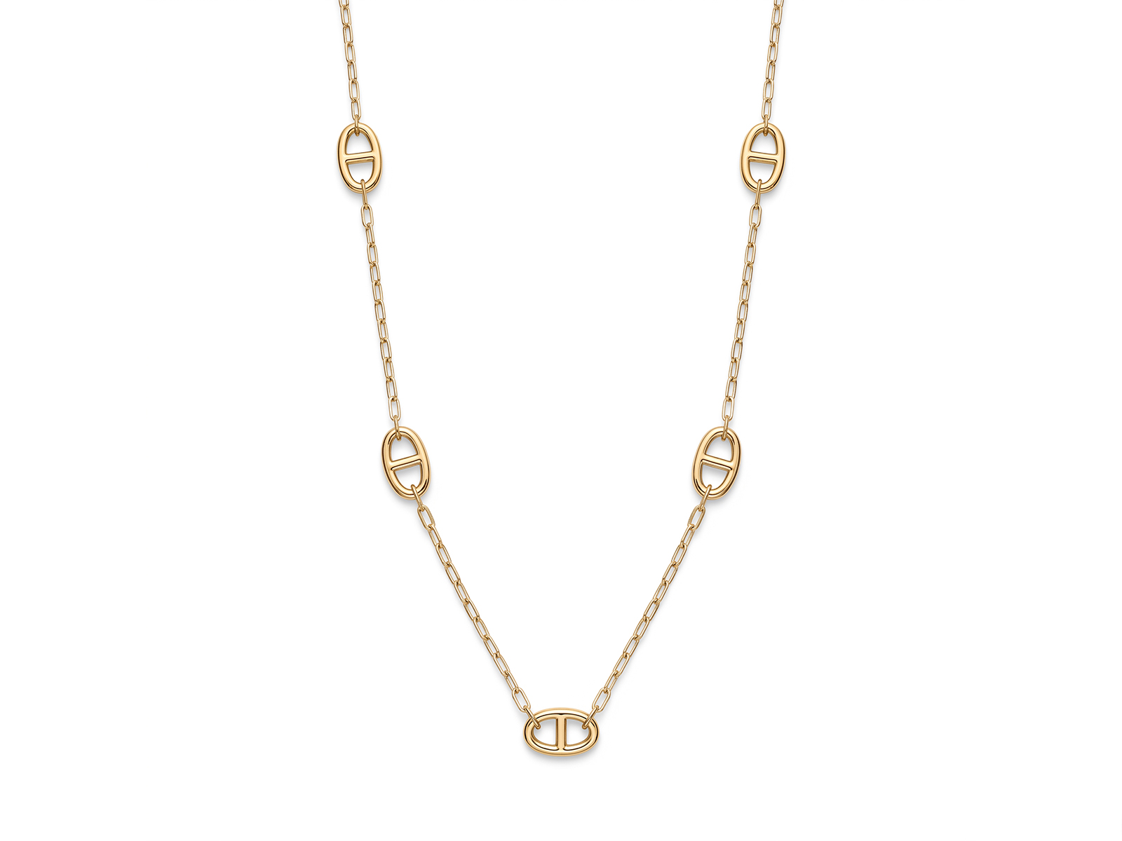 Collier sautoir maille trombone maille marine en acier inoxydable doré