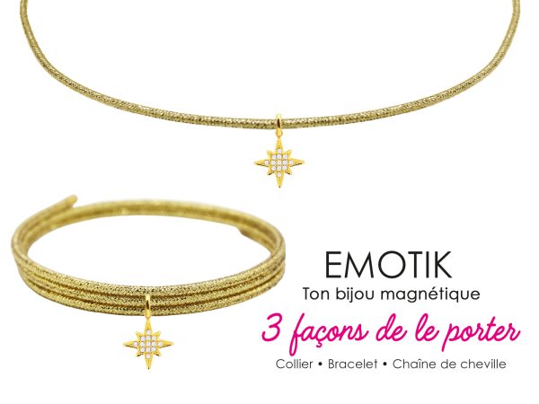 Bijou magnétique 3 en 1 étoile polaire oxydes de zirconium blancs en acier inoxydable doré