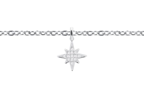 BRAPOLSTROZ-RH.jpg Bracelet chaînette étoile polaire oxydes de zirconium blanc en acier inoxydable argenté