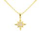 Collier étoile polaire oxydes de zirconium blancs en acier inoxydable doré