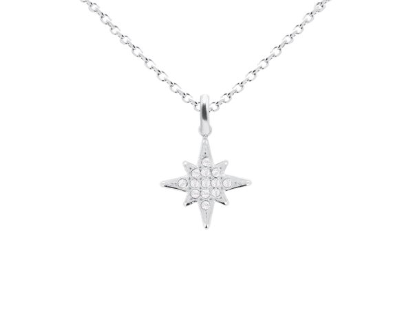 COLPOLSTROZ-RH.jpg Collier étoile polaire oxydes de zirconium blancs en acier inoxydable argenté