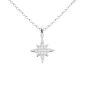 Collier étoile polaire oxydes de zirconium blancs en acier inoxydable argenté