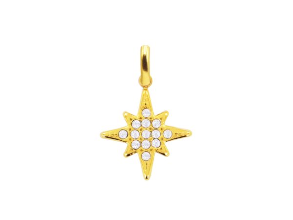 PENPOLSTROZ-GOLD.jpg Pendentif étoile polaire oxydes de zirconium blancs en acier inoxydable doré