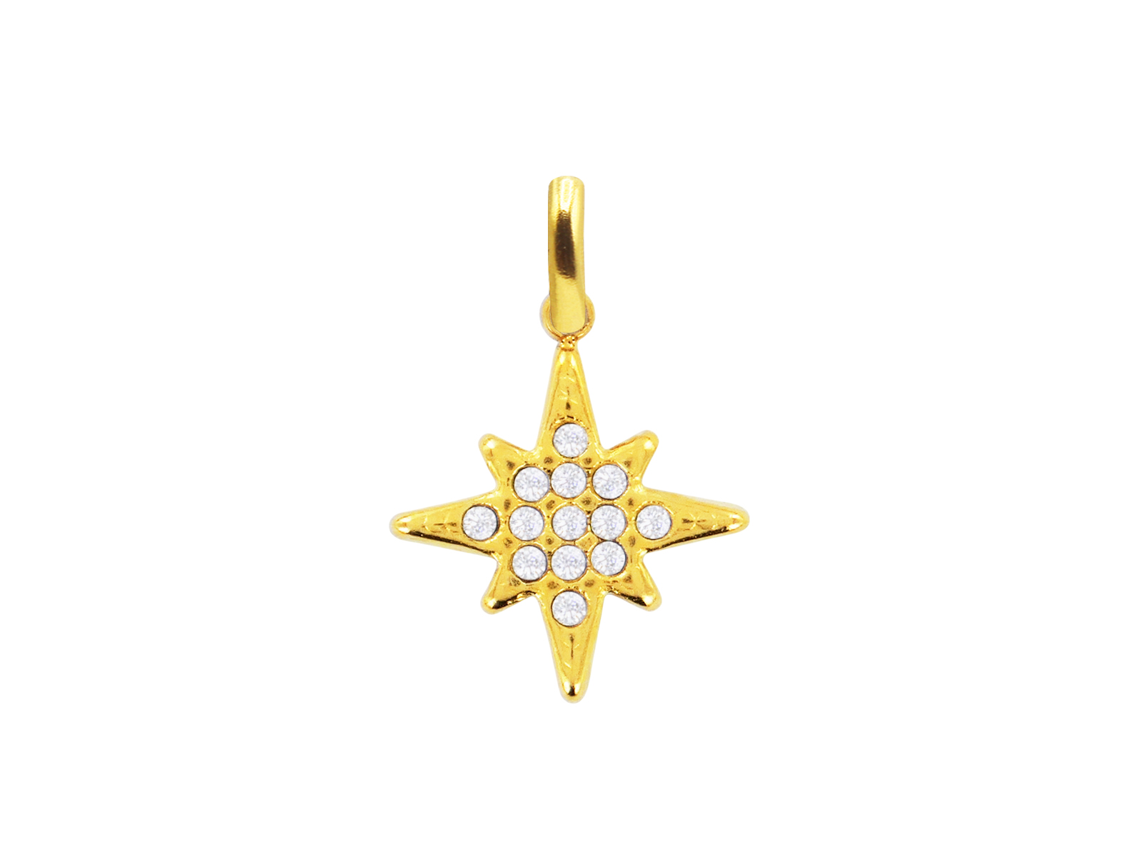 Pendentif étoile polaire oxydes de zirconium blancs en acier inoxydable doré