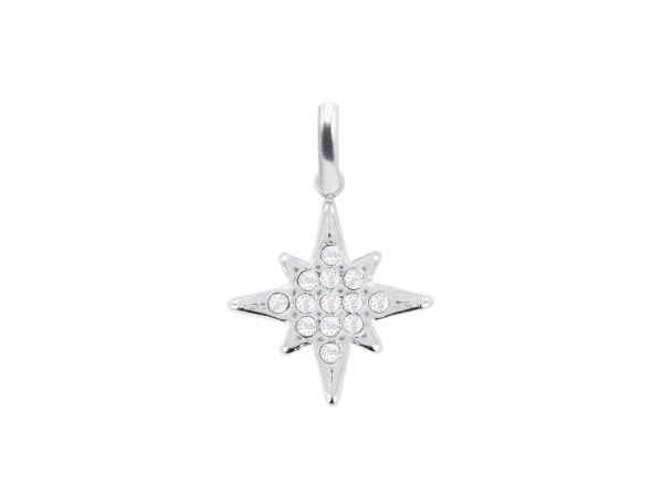 PENPOLSTROZ-RH.jpg Pendentif étoile polaire oxydes de zirconium blancs en acier inoxydable argenté