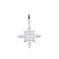 Pendentif étoile polaire oxydes de zirconium blancs en acier inoxydable argenté