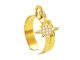 Bague ajustable étoile polaire oxydes de zirconium blancs en acier inoxydable doré | Taille universelle