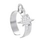 Bague ajustable étoile polaire oxydes de zirconium blancs en acier inoxydable argenté | Taille universelle